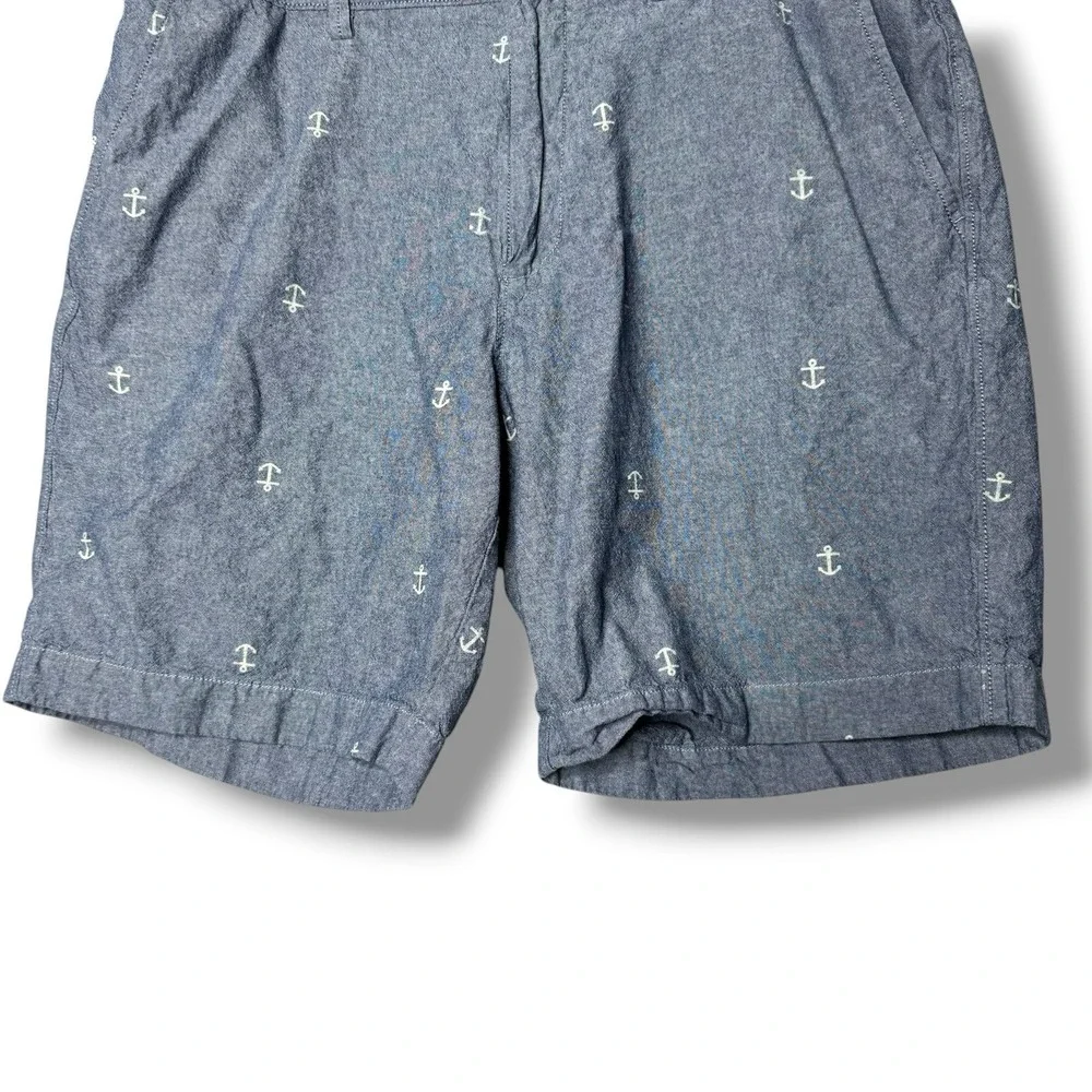 J Crew Shorts Mens‎ 36 Blue All Over Anchor Print Cotton GRAMERCY Chino Golf